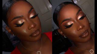 SOFT GLAM TUTORIAL ON DEEP DARK SKIN || USING JUVIAS PLACE MINI PALETTES || Brittany Miller