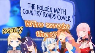 Amelia roasts HoloMyth's cover of Country Roads