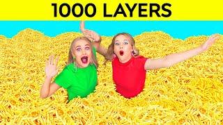 100 FOOD Layers Challenge! | Big Food For 24 Hours by 123 Go! GLOBAL