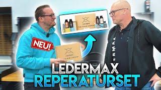 Lederreparatur: Herwig Grabner zeigt das LMX Ledermax Reparaturset für Lenkräder & Seitenwangen