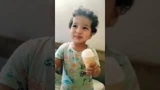 Just listen to the sound baby makes when eating ice cream. #shorts #baby #icecream