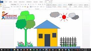 How to Draw House In Microsoft Word | Sample House Drawing in Microsoft Word | Draw House in MS Word