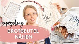 Brotbeutel nähen aus altem Geschirrtuch | mit Handlettering