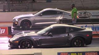 Shelby GT500 vs Z06, Grand Sport Corvette, Hellcat - Drag Racing