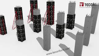 TECON|Adjustable Plastic Column Formwork|3D Assembly Tutorial