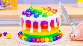 Miniature Melting Rainbow Cake Decorating  Amazing Rainbow Pop It Cake Recipe By Mini Cake