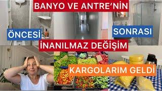 MUHTEŞEM BANYO VE ANTRE DEĞİŞİMİ⁉️EV RESMEN EVRİM GEÇİRDİUZAKLARDAN GELEN KARGOM⁉️PAZARDAYIZ🫣#vlog