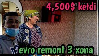 evro remont 3 xona uy 4.500 dollorga bitdi / ....