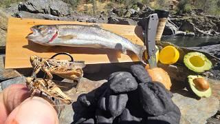 Solo Catch and Cook Trout in a Rock Oven - New Bait Works Every Time!