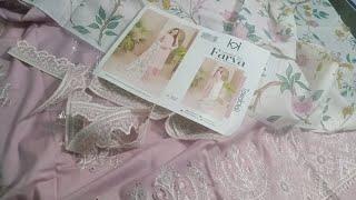 FARWA FRONT EMBROIDERY SHIRT WITH PATCHES LUXURY DIGITAL PRINTED LAWN STRIPE DUPPTA DYED TROUSER