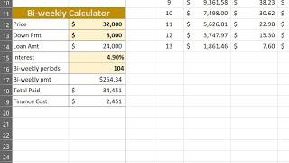 Calculate a Car Loan with Bi-weekly Payments Instead of Monthly