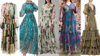 Very Stylish and latest Floral Printed Maxi Dress Designs