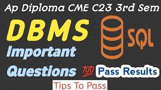 DBMS Important Questions| ap diploma C23 CME 3rd Sem DBMS Important Questions|