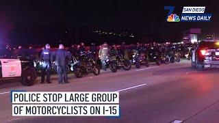 Fri. Nov. 22 | Police stop large group of motorcyclists on I-15 in Serra Mesa | NBC 7 San Diego