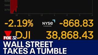 Global stock markets plunge; Dow Jones tumbles 800 points