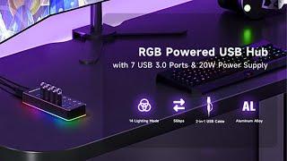 518R 7-IN-1 USB 3.1 Hub with14 Mode RGB LED Strip