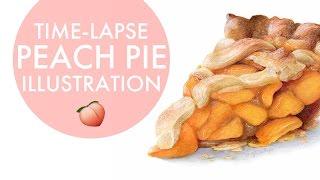 Food Illustration: Drawing a Peach Pie | time-lapse, speed paint
