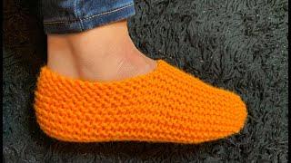 Unisex Basic Stitch Knitted Slippers Pattern #1071│by ThePatternFamily