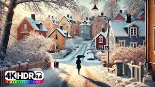 -1.4°C Snow-Covered Swedish Neighborhood | Relaxing Walking Tour in 4K HDR