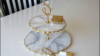 Marble Looking Epoxy Cake Stand