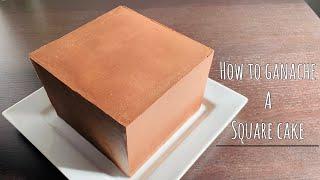 How to get sharp edges on a square cake/How to ganache a square cake