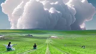 Grass slide in summer in Chinese Inner Mongolia grassland stepp