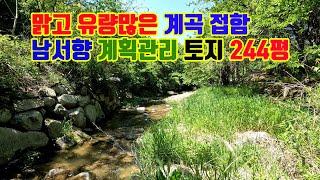 계곡 접한 농막 캠핑 물놀이 펜션 건축 가능한 토지 244평 매매