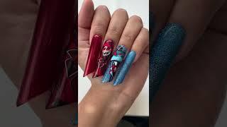 ️ Hazbin Hotel Nail Art  #alastor #Vox #makingpressons #glitternails