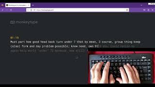 Touch typing. Monkeytype. Punctuation, numbers, time 120 sec: speed 36 wpm, accuracy 96%