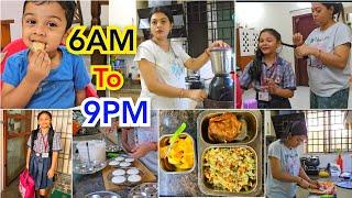 Indian Mom 5am to 10pm productive Routine with 2kids 2024/First day of school/kids lunch box recipes