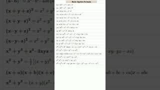 Basic algebra formula, algebra for class 10,12,#youtubeshorts ,#shorts ,#allmathsformula