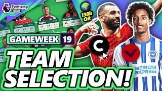 MY FPL GAMEWEEK 19 TEAM SELECTION! | Fantasy Premier League 24/25