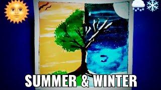 How to paint Summer & Winter | Acrylic Painting |Acrylic | English Subtitles | The Arshi Creation  |