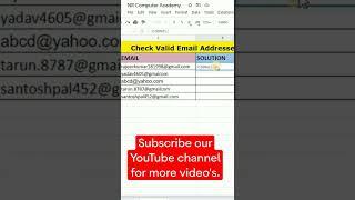 Check Valid Email Address using Google sheets 