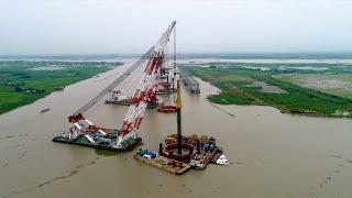 Construction of Bangladesh's largest bridge makes headway