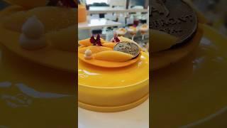 Desert plating mango cake #food #ranveerbrar #shorts