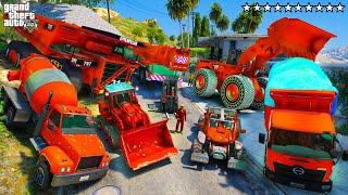 GTA 5 - Stealing RED CONSTRUCTION VEHICLES with Franklin! (Real Life Cars #58)