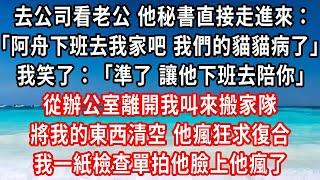 去公司看老公 他秘書直接走進來：阿舟 下班去我家吧 我們的貓貓病了，他還沒說話 我：準了 讓他下班去陪你，從辦公室離開我叫來搬家隊，將我的東西清空 他瘋狂求復合，我一紙檢查單拍他臉上他瘋了#小說