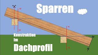 Sparren konstruieren im Dachprofil /Normalsparren