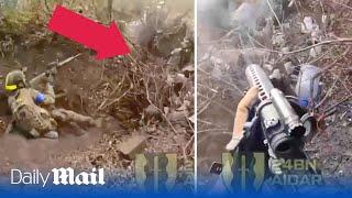 Moment Ukraine soldiers destroy Kadyrov 'TikTok warriors' trenches near Bakhmut