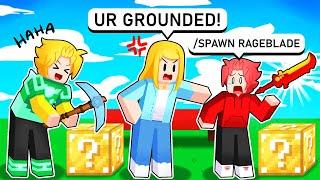 My Little Brother Cheated in Lucky Block Race, So I Called His MOM! (Roblox Bedwars)