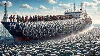 Epic Fishing Operation - How U S  Fishermen Millions of Fish Caught in One Big Net