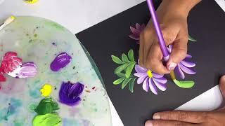 How to paint flowers with round brush. Acrylic flower painting Varsha fine art