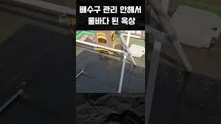 옥상배수구가 막혀서 수영장이 된 옥상