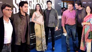 Siddarth Malhotra with Vikram Batra family during the Shershaah film Screening in Delhi 