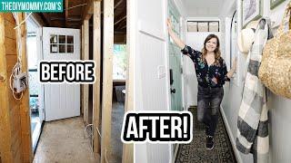 SMALL ENTRYWAY MAKEOVER on a budget! | IKEA hack | Tiny Cabin Airbnb Renovation