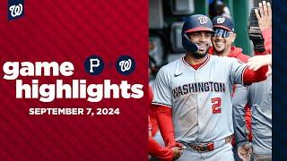 Nationals vs. Pirates Game 1 Highlights (9/7/24) | MLB Highlights