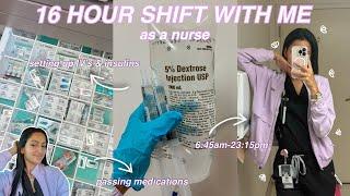 A DAY IN THE LIFE AS A NURSE // 16 hour shift, inserting IV's, giving insulin/medications, & more!