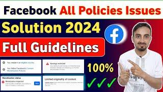 Facebook All Policies Issues 2024 | How to Solve Facebook Policies Issues | Policy Issues Facebook