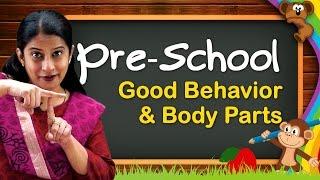 Pre School Learning For Kids | Colors, Shapes, Body Parts, Time, Good Behavior | Pre School Videos